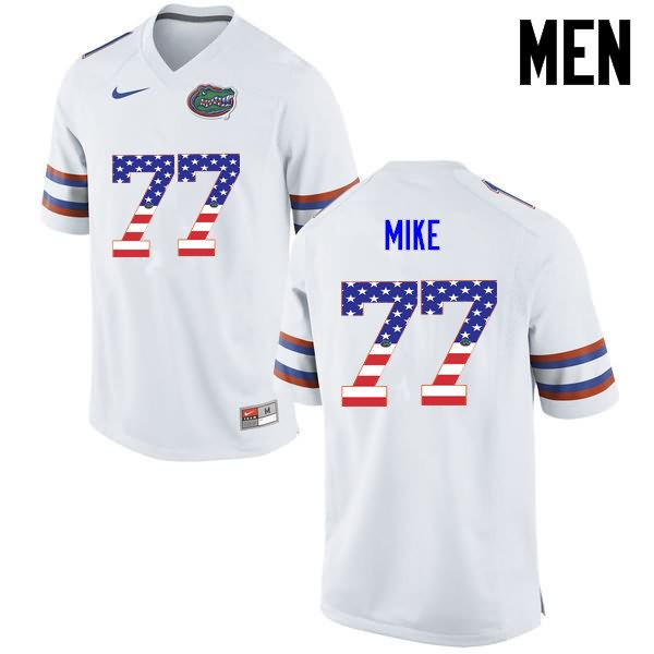 NCAA Florida Gators Andrew Mike Men's #77 USA Flag Fashion Nike White Stitched Authentic College Football Jersey EYP0464WK